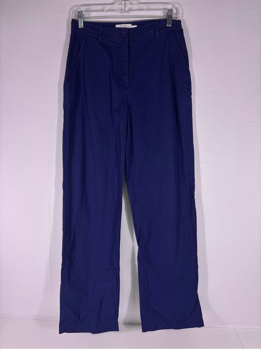 & Other Stories Cobalt Blue Wide Leg Pants High Rise Minimalist Trousers Size 6